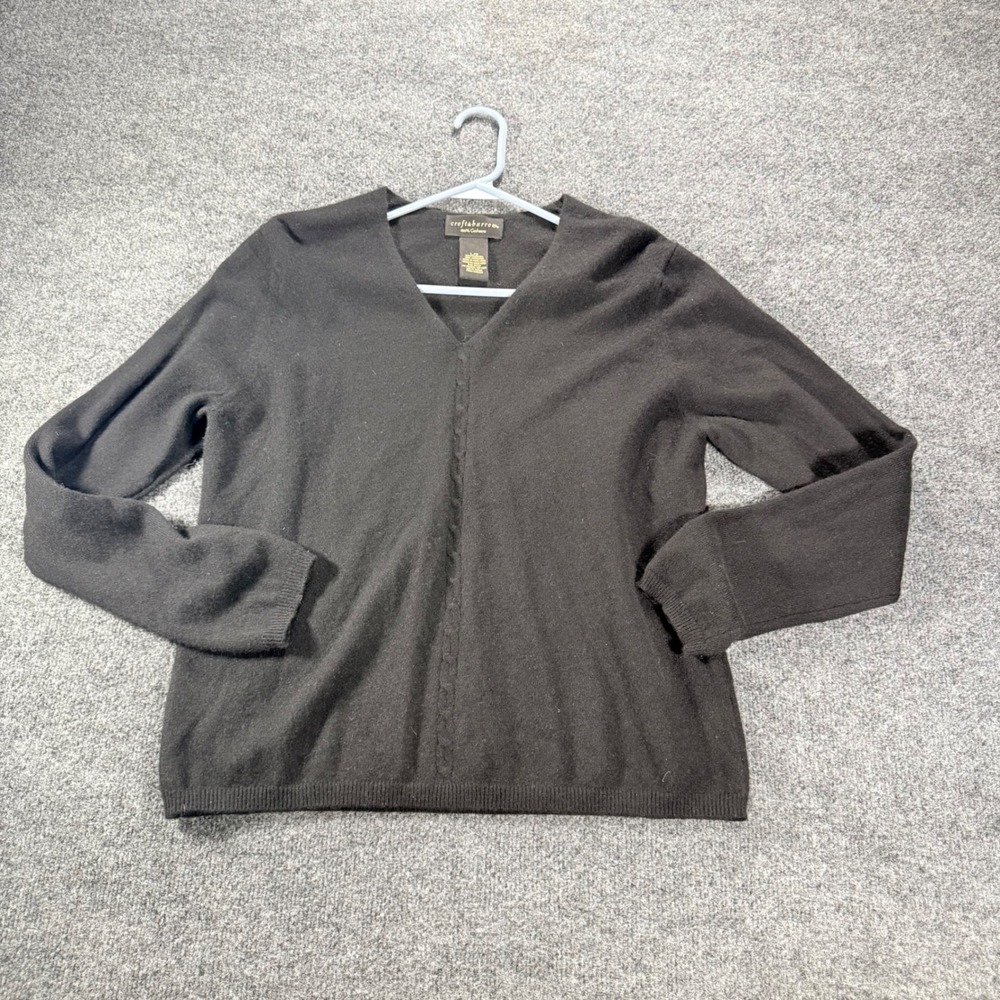 Croft & Barrow Sweater 100% Cashmere V-Neck Pullover‎ Large Black Womens Soft L